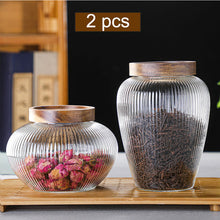 Load image into Gallery viewer, Preferential Sets Wood Lid Glass Airtight Canister Kitchen Storage Jar
