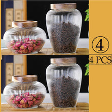 Load image into Gallery viewer, Preferential Sets Wood Lid Glass Airtight Canister Kitchen Storage Jar
