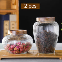 Load image into Gallery viewer, Preferential Sets Wood Lid Glass Airtight Canister Kitchen Storage Jar
