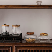 Load image into Gallery viewer, Preferential Sets Wood Lid Glass Airtight Canister Kitchen Storage Jar
