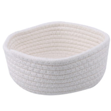 Load image into Gallery viewer, Round White Gray Small Hand Woven Basket Bedside Tabletop Snacks
