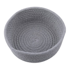 Load image into Gallery viewer, Round White Gray Small Hand Woven Basket Bedside Tabletop Snacks
