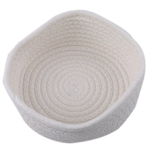 Load image into Gallery viewer, Round White Gray Small Hand Woven Basket Bedside Tabletop Snacks
