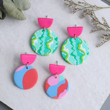 Load image into Gallery viewer, AENSOA Unique Colorful Abstract Pattern Polymer Clay Earrings for
