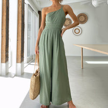 Load image into Gallery viewer, Single Shoulder Sling Rompers Loose Jumpsuit Solid Vintage Wide Leg
