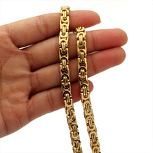 Load image into Gallery viewer, 7mm High quality Flat Byzantine Link Necklace For Mens Boys Gold Color
