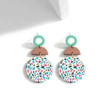 Load image into Gallery viewer, AENSOA Unique Colorful Abstract Pattern Polymer Clay Earrings for
