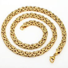 Load image into Gallery viewer, 7mm High quality Flat Byzantine Link Necklace For Mens Boys Gold Color
