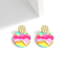 Load image into Gallery viewer, AENSOA Unique Colorful Abstract Pattern Polymer Clay Earrings for
