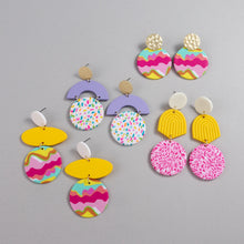Load image into Gallery viewer, AENSOA Unique Colorful Abstract Pattern Polymer Clay Earrings for
