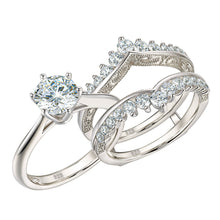 Load image into Gallery viewer, Newshe Luxury Solid 925 Sterling Silver Wedding Engagement Rings Set
