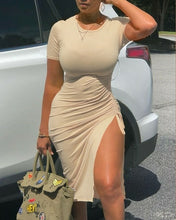 Load image into Gallery viewer, Sexy Skinny Dress Fashion Ink Splash Print High Slit Dress Summer
