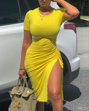 Load image into Gallery viewer, Sexy Skinny Dress Fashion Ink Splash Print High Slit Dress Summer
