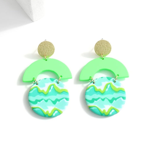 AENSOA Unique Colorful Abstract Pattern Polymer Clay Earrings for