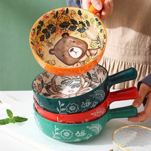 Load image into Gallery viewer, Single Handle Ceramic Bowl Noodle Bowl Forest Animal Design Large Bowl
