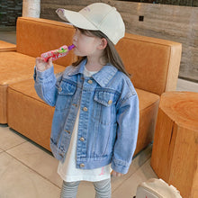Load image into Gallery viewer, Smile Face  Denim Coat Blue Jean Jacket Korean Baby Girl Kids Clothes
