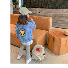 Load image into Gallery viewer, Smile Face  Denim Coat Blue Jean Jacket Korean Baby Girl Kids Clothes
