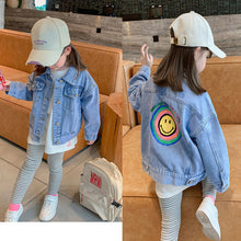 Load image into Gallery viewer, Smile Face  Denim Coat Blue Jean Jacket Korean Baby Girl Kids Clothes
