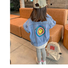 Load image into Gallery viewer, Smile Face  Denim Coat Blue Jean Jacket Korean Baby Girl Kids Clothes
