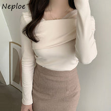 Load image into Gallery viewer, Square Neck Mesh Patchwork Shirts for Women All match Off shoulder
