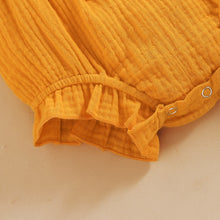 Load image into Gallery viewer, Summer Baby Girls Romper + Headband Cotton Linen Ruffles Sleeveless
