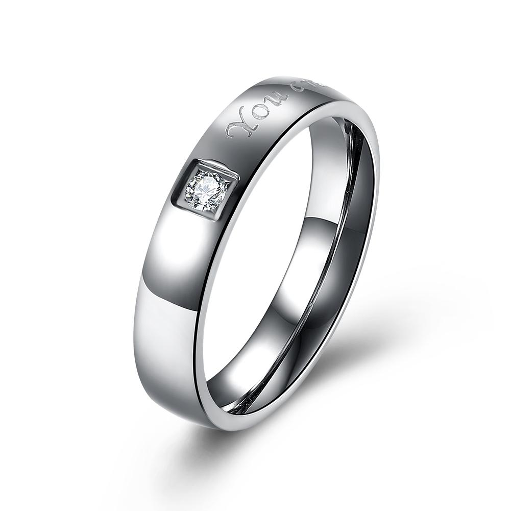 316L Stainless Steel Simple Stone Sleek Band Ring