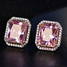 Load image into Gallery viewer, Top Quality 925 Silver Jewelry Sets Pink Quartz Cubic Zircon Ring
