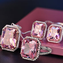 Load image into Gallery viewer, Top Quality 925 Silver Jewelry Sets Pink Quartz Cubic Zircon Ring
