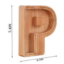 Load image into Gallery viewer, Twenty six Letter Piggy Bank Wooden Coin Money Saving Box Jar Coins
