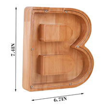 Load image into Gallery viewer, Twenty six Letter Piggy Bank Wooden Coin Money Saving Box Jar Coins
