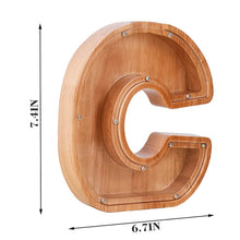 Load image into Gallery viewer, Twenty six Letter Piggy Bank Wooden Coin Money Saving Box Jar Coins
