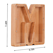 Load image into Gallery viewer, Twenty six Letter Piggy Bank Wooden Coin Money Saving Box Jar Coins
