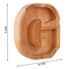 Load image into Gallery viewer, Twenty six Letter Piggy Bank Wooden Coin Money Saving Box Jar Coins

