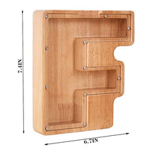 Load image into Gallery viewer, Twenty six Letter Piggy Bank Wooden Coin Money Saving Box Jar Coins
