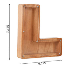 Load image into Gallery viewer, Twenty six Letter Piggy Bank Wooden Coin Money Saving Box Jar Coins
