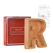 Load image into Gallery viewer, Twenty six Letter Piggy Bank Wooden Coin Money Saving Box Jar Coins
