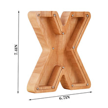 Load image into Gallery viewer, Twenty six Letter Piggy Bank Wooden Coin Money Saving Box Jar Coins
