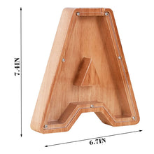 Load image into Gallery viewer, Twenty six Letter Piggy Bank Wooden Coin Money Saving Box Jar Coins

