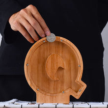 Load image into Gallery viewer, Twenty six Letter Piggy Bank Wooden Coin Money Saving Box Jar Coins
