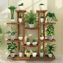 Load image into Gallery viewer, Unho Multi-tier Plant Stand, 46in Height Wood Flower Rack Holder 16
