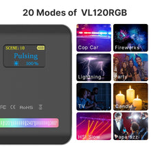 Load image into Gallery viewer, Ulanzi VL120 RGB Compact Video Light with Display Screen Diffuser Mini
