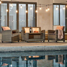 Load image into Gallery viewer, Vifah Gabrielle Resin Wicker Mixed Acacia Wood  Patio Lounge Sofa Set
