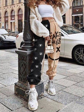 Load image into Gallery viewer, Leopard Print Stitching Women Pants Spring Elastic Waist Slim Long
