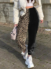 Load image into Gallery viewer, Leopard Print Stitching Women Pants Spring Elastic Waist Slim Long

