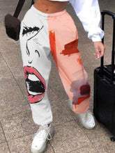 Load image into Gallery viewer, Leopard Print Stitching Women Pants Spring Elastic Waist Slim Long
