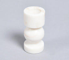 Load image into Gallery viewer, Turned White Stone Candle Holders (set of 2)
