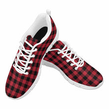 Load image into Gallery viewer, Uniquely You Sneakers for Men,   Buffalo Plaid Red and Black - Running

