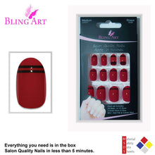 Load image into Gallery viewer, False Nails by Bling Art Red Black Glossy Oval Medium Fake 24 Acrylic
