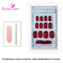 Load image into Gallery viewer, False Nails by Bling Art Red Black Glossy Oval Medium Fake 24 Acrylic
