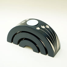 Load image into Gallery viewer, Wooden Crescent Tealight Holder Set in Tulip Design

